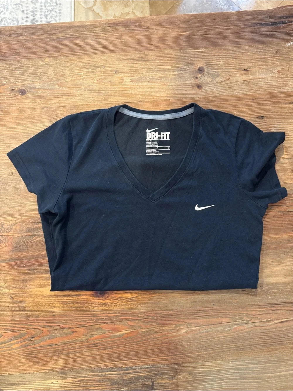 Nike Black V-Neck Dri-FIT Short Sleeve Tee